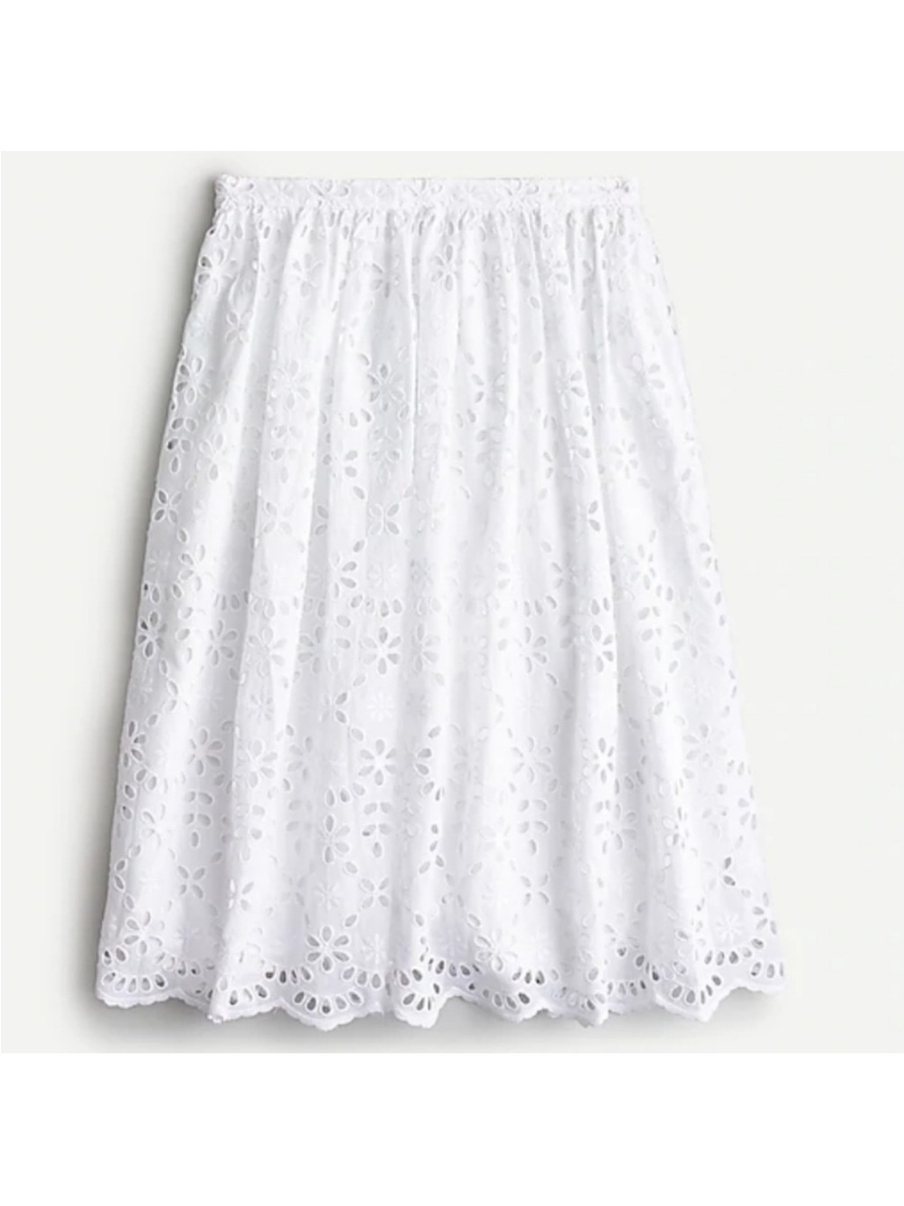 NWT J.Crew White Eyelet Midi Skirt